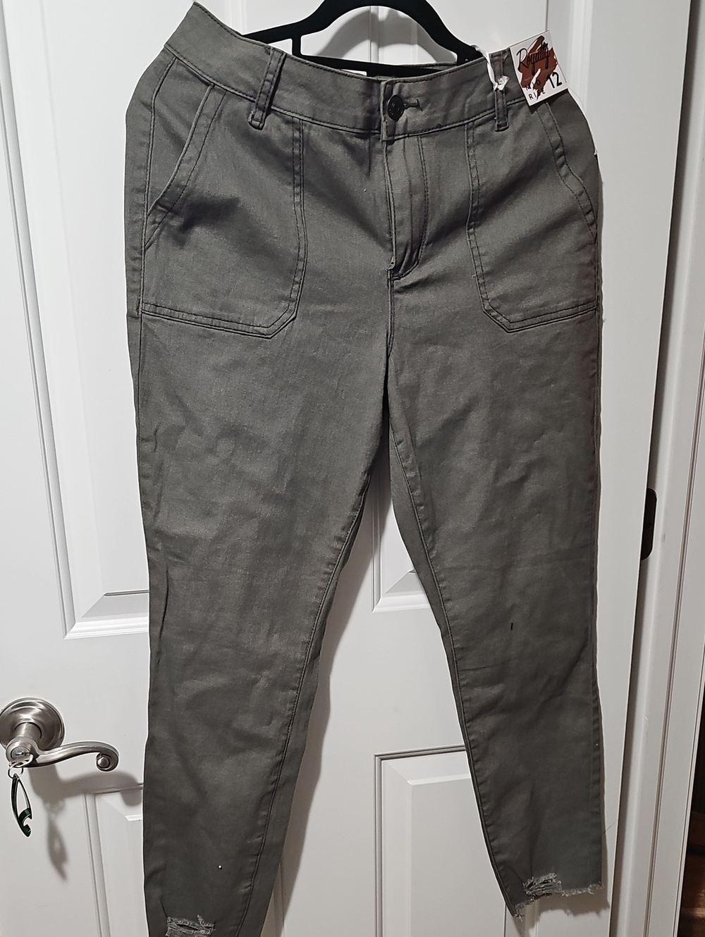 Women's New Royalty For Me Olive Green Cropped Ankle Jeans Mid Rise Size 12